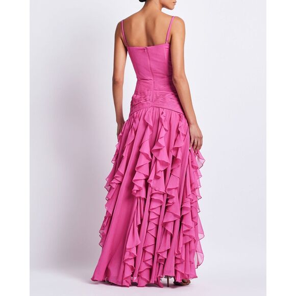 NWT PATBO BUSTIER RUFFLE MAXI DRESS SIZE 4 $1100 - Picture 3 of 12